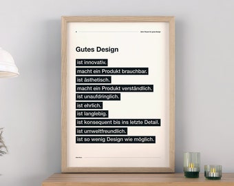 Dieter Rams: 10 theses for good design | Exclusive art print | Design, minimalism, theses, puristic, museum quality