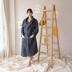 Turkish Cotton Waffle Robe: Hooded Unisex Bathrobe, Cozy Soft Weave
