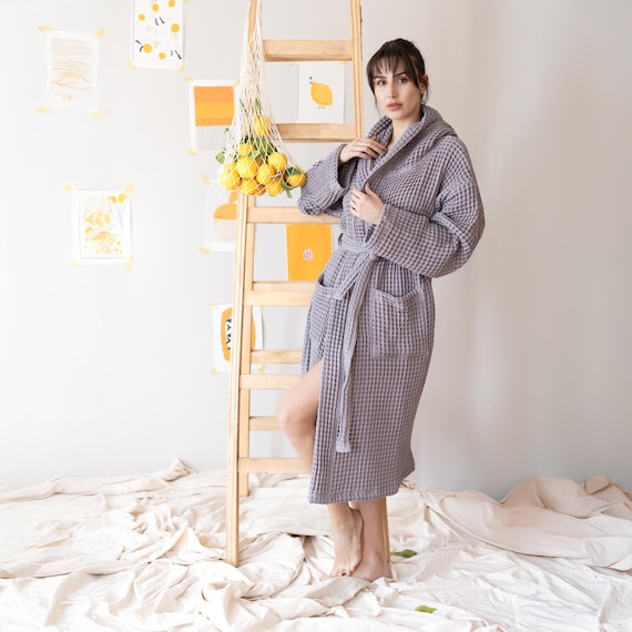 white christmas dresses Cotton Waffle Long Robe Gray / L by Sleepy Bungalow
