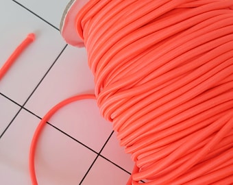 Elastic band, neon orange, 2 mm | Hat elastic, round elastic, elastic cord, elastic band for sewing, crafting, DIY | (Base price: €1.30/meter)
