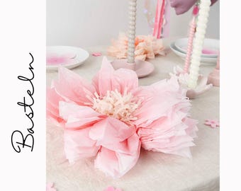 Paper flowers cherry blossom 40 cm 2 pieces | Paper rosette, wedding decoration, birthday paper flower craft set, crafting with paper