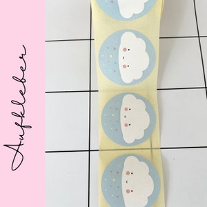 Aufkleber Wolke |  Geschenkpapier gestalten, Verpacken, Frühling ,Scrapbooking, Ideen für Kindergeburtstag, Einladungskarten gestalten