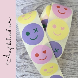 Aufkleber Smiley Bunt Mix  |   Sticker bunt, lachendes Gesicht, Mitgebsel für den Kindergeburtstag, Briefe schreiben, Einladung