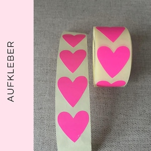 Aufkleber Herz Neon Pink |   Geschenkpapier verzieren, Herz,  Hochzeit, Verpacken für Weihnachten, Basteln