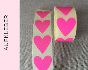 Neon Pink Heart Stickers | Decorate Gift Wrap, Heart, Wedding, Christmas Wrapping, Crafts