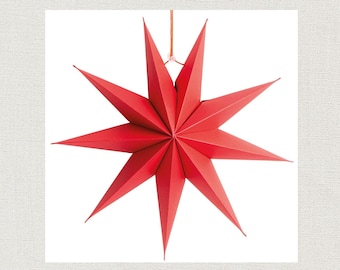 Red paper star 28 cm – Folding star for hanging, paper Christmas star, decorative star, Advent decoration, window decoration, Scandinavian, modern