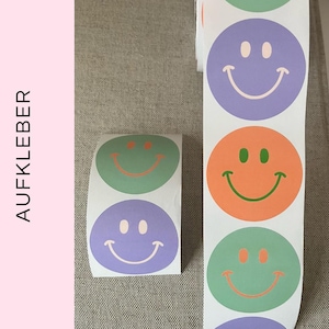 Aufkleber Smiley Pastell  |   Geschenkpapier verzieren, Herz,  Hochzeit, Verpacken für Weihnachten, Basteln