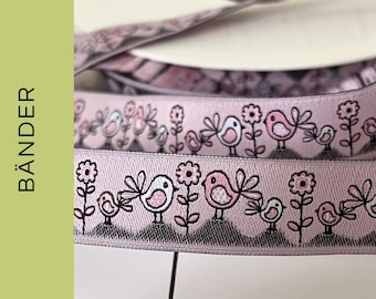Woven ribbon bird purple 1 m (basic price: 1.60 Euro/meter) - ribbon sewing accessories decorative ribbon