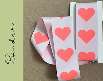 Ribbon Heart Neon 3 m (Basic price: 1.33 Euro/meter) - Ribbon Sewing Accessories Decorative Ribbon
