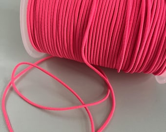 Elastic band, neon pink, 2 mm | Hat elastic, round elastic, elastic cord, elastic band for sewing, crafting, DIY & masks | (Base price: €1.30/meter)