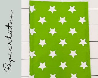 Papiertüten XL 10er Sterne Grün Weiß - Kindergeburtstag Mitgebseltüten Valentinstag