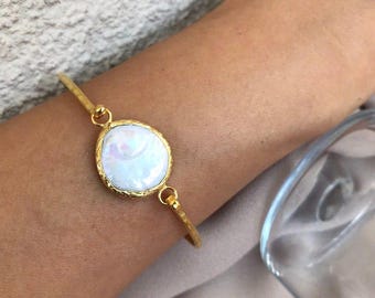 Genuine Pearl Elegant Cuff Gold Bracelet,Dainty Freshwater Pearl Bracelet – Elegant 925 Sterling Silver Jewelry