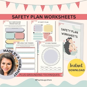 Safety plan worksheets, crisis plan workbook, counseling tool, BPD, therapy aid, therapy worksheets, therapy tools, DBT, anxiety, trauma