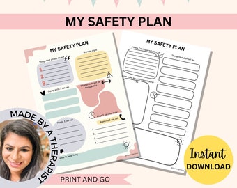 Crisis safety plan, therapy resource, therapy tools, school counseling, anxiety relief, coping skills, counselor resource, DBT skill, Stress