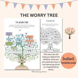 May include: A printable worksheet titled "The Worry Tree" helps you determine if you are experiencing a real worry or a hypothetical worry. The worksheet is a flow chart with a tree diagram and text prompts to help you work through your worries.
