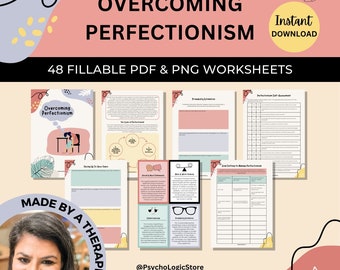 Overcome perfectionism. Therapy worksheets. Therapist resource. Psychology tools. Self-growth. Self-worth. Mental health strategies