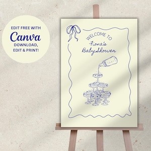 Cartello di benvenuto per baby shower / ragazzo, ragazza, genere neutro, invito per baby shower / bordo disegnato a mano carino + scritto a mano