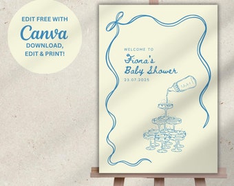 Handwritten Baby Shower Welcome Sign Template (Canva Editable)