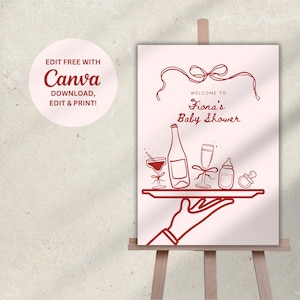 Welkomstbord babyshower | jongen, meisje, genderneutraal | schattige handgetekende strik + handgeschreven | Italiaans | cocktails + babyfles