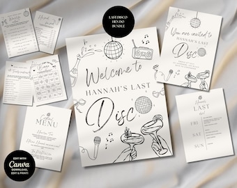 Last Disco Bachelorette Party Bundle: Editable Canva Templates (Digital Download