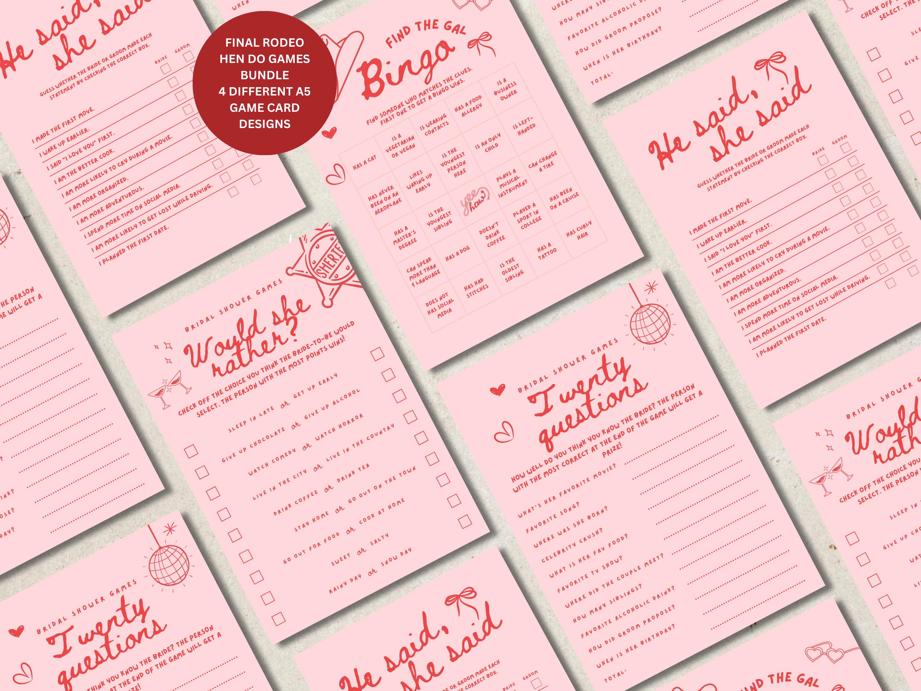 Last Rodeo Bachelorette, Hen Do Games Bundle | Disco Cowgirl Bachelorette | Editable Hand Drawn | Canva