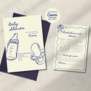 Babyparty einladen und Voraussage-Karte | Junge, Mädchen, Geschlecht neutral, Babypartyeinladung | süße Hand gezeichnete Borte + handgeschriebenes | Italienisch