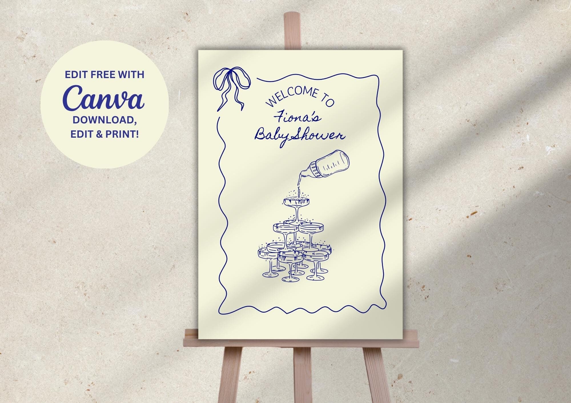 Handwritten Baby Shower Welcome Sign: Editable Template (Digital Download)