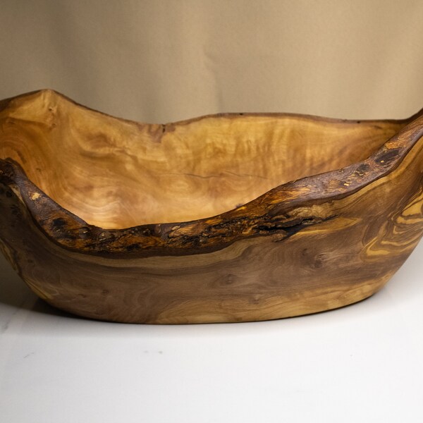 Corbeille ovale en bois d'olivier | 35 x 18cm et + / 13.7 x 7in+, Bois d'olivier,Corbeille en bois,Corbeille à fruit,Décoration d'intérieur