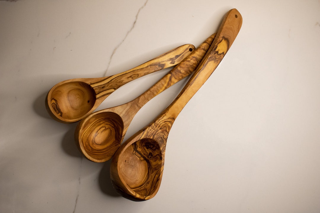Olive Wood Ladle | 27cm Et +/ 10.6in, Olive Wood, Wooden Ladles, Gift ...