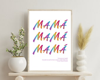 Mom mother mama poster/Mom gift from daughter /Gift for her/Downloadable art/Typography Quote art/Spanish poster Feminist wall art print