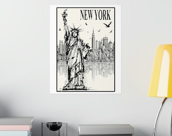 Tekening Vrijheidsbeeld, muurkunst New York City