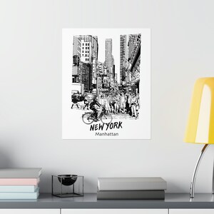 Manhattan New York City Drawing Print, New York Wall Art, New York Poster, New York Photo, New York Poster Print, New York Decor, USA