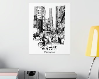 Manhattan New York City-print, handgemaakte reisposter