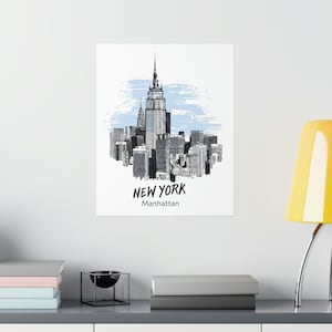 Manhattan New York City Drawing Print, New York Wall Art, New York Poster, New York Photo, New York Poster Print, New York Decor, USA