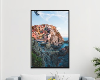 Cinque Terre Italien Kunstdruck, Küstendorf Szene