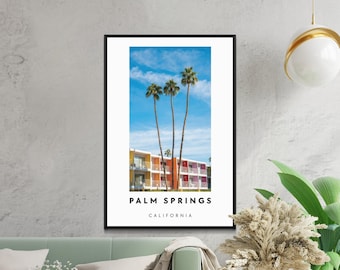 Palm Springs-tryck, affisch med modern arkitektur från mitten av århundradet