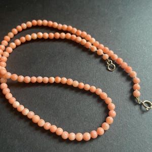 Vintage Angel skin coral necklace, Vintage necklace, angel skin coral necklace, gold necklace, 9ct coral necklace,