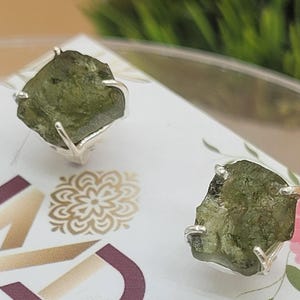 Moldavite Stud , Moldavite 925 sterling Silver Earring, Czech Moldavite  Handmade Jewelry For Mother Day Gift gift for her