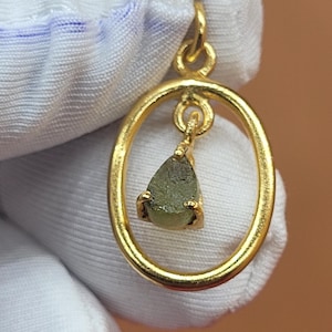 Moldavite Pendant Necklace Gold Plated - Handcrafted Czech Gemstone Jewelry, Unique Radiant Dreams Gift for Her