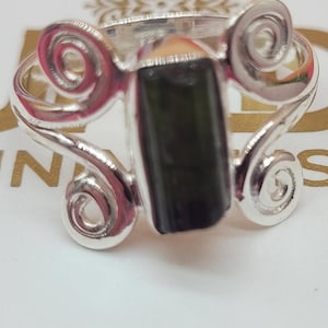 Green Tourmaline Ring Gold Plated Silver Jewelry, Handmade Gemstone Statement Ring, Birthstone Gift for Her, Eco-Friendly Fine Jewelry