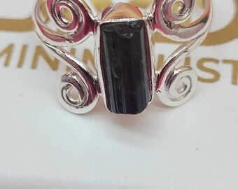 Handmade Green Tourmaline Ring: Gold Plated Silver Statement Jewelry 925 Sterling Silver  Anniversary, Personalized Gift.