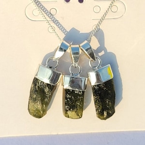 Unique Moldavite Gemstone Pendant - Handcrafted Dainty Silver Jewelry&quot;
