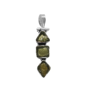 Genuine Moldavite Rough Pendant 100% Natural, Certified Gemstone From CzechRepublic 925Sterling Silver Handmade Jewelry For father Day Gift