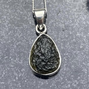 Rough Moldavite Pendant on Sterling Silver Chain - Ideal Christmas Present for Her, gift on mothers day