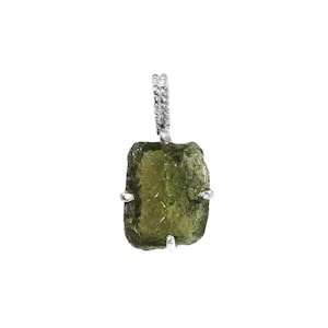 Radiant Czech Moldavite Pendant in Sterling Silver - Handcrafted Designer Jewelry&quot;