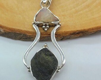 Genuine Moldavite Rough Pendant 100% Natural With Certified Gemstone From Czech Republic 925 Sterling Handmade Jewelry For Mother day Gift