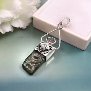 Genuine Moldavite Rough Pendant 100% Natural With Certified Gemstone 925Sterling Silver Handmade Jewelry herkimer pendant birthday gift