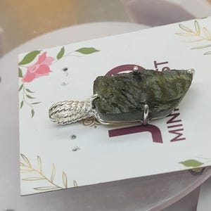 Handcrafted Moldavite Necklace Genuine Stone in Silver Setting - Perfect Mother's Day Present , moldavite pendant for her