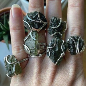 Handmade Designer Moldavite Ring - Genuine Czech Gemstone Silver Ring&quot;