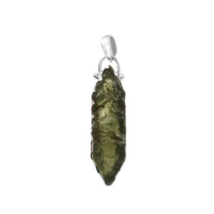 Raw Moldavite Pendant in Sterling Silver - Father's Day Present for Him"